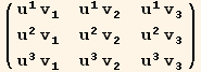 ( {{u_1^1 v_1^1, u_1^1 v_2^2, u_1^1 v_3^3}, {u_2^2 v_1^1, u_2^2 v_2^2, u_2^2 v_3^3}, {u_3^3 v_1^1, u_3^3 v_2^2, u_3^3 v_3^3}} )
