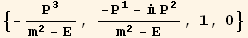 {-P_3^3/(m^2 - E), (-P_1^1 -  P_2^2)/(m^2 - E), 1, 0}