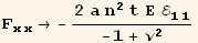 F_ (xx)^(xx) → -(2 a n^2 t Ε ℰ_ (11)^(11))/(-1 + ν^2)