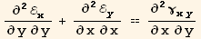 ∂^2ℰ_x^x/∂y∂y + ∂^2ℰ_y^y/∂x∂x == ∂^2γ_ (xy)^(xy)/∂x∂y