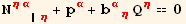 N_ (ηα)^(ηα) _ (| η) + p_α^α + b_ (αη)^(αη) Q_η^η == 0