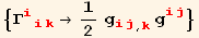 {Γ_ (iik)^(iik) →1/2 g_ (ij)^(ij) _ (, k) g_ (ij)^(ij)}